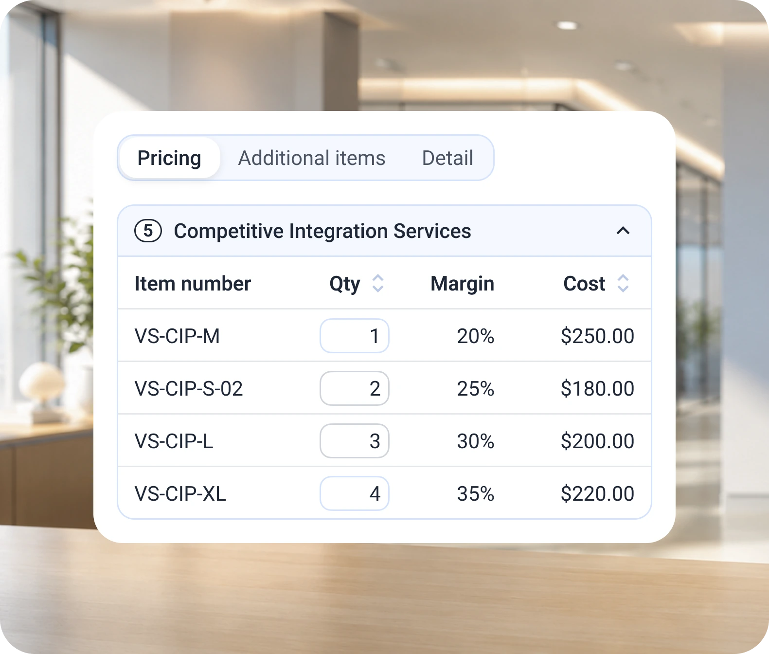 Smart pricing management UI