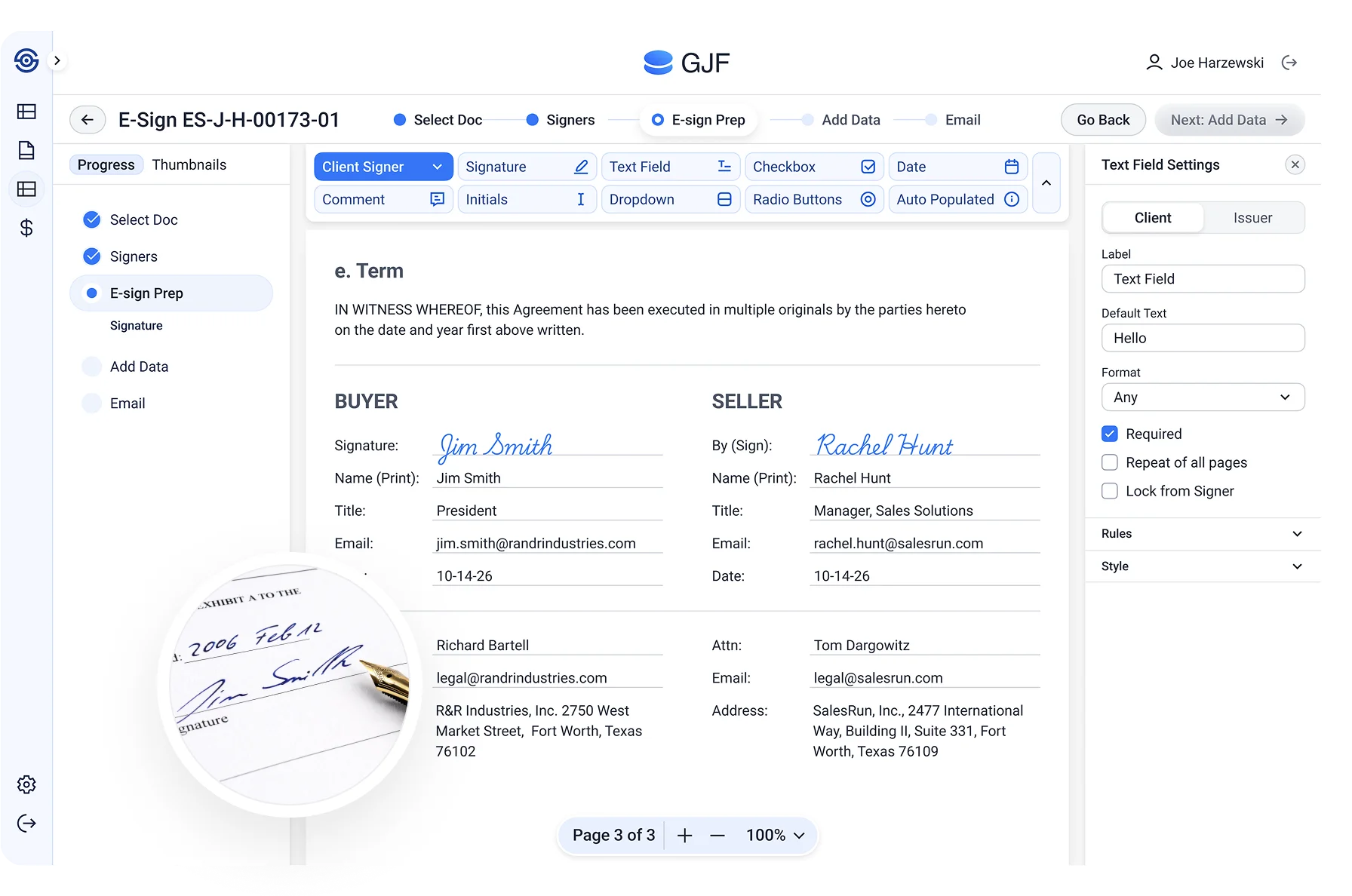 SalesRun E-Sign Platform